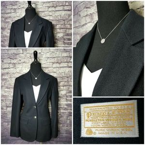 VINTAGE PENDLETON 8 100% WOOL SOLID BLACK BLAZER